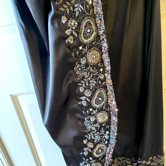 Brand new buttery soft black satin one shoulder dress with hand embroidery 💥💥 - Picture 6 of 9